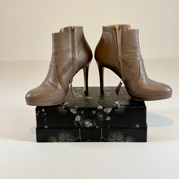 Elizee Taupe Beige Deia Side-Zip Platform Bootie - Picture 1 of 11